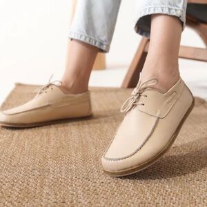 Nefes Women's Handmade Barefoot leather Boat shoes in Tan
